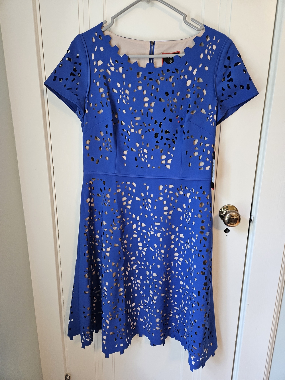 FOCUS By Shani Cobalt Blue Laser-Cut Fit & Flare Dress - Women's Size 4